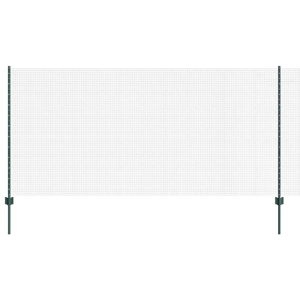 Fence with Posts Green 1.2 x 25 m Steel