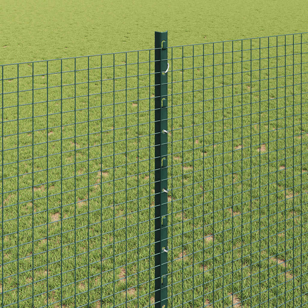 Fence with Posts Green 1.4 x 25 m Steel