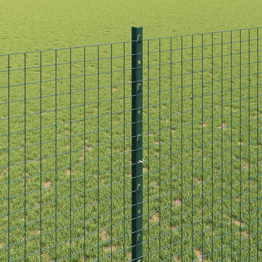 Fence with Posts Green 1.4 x 25 m Steel