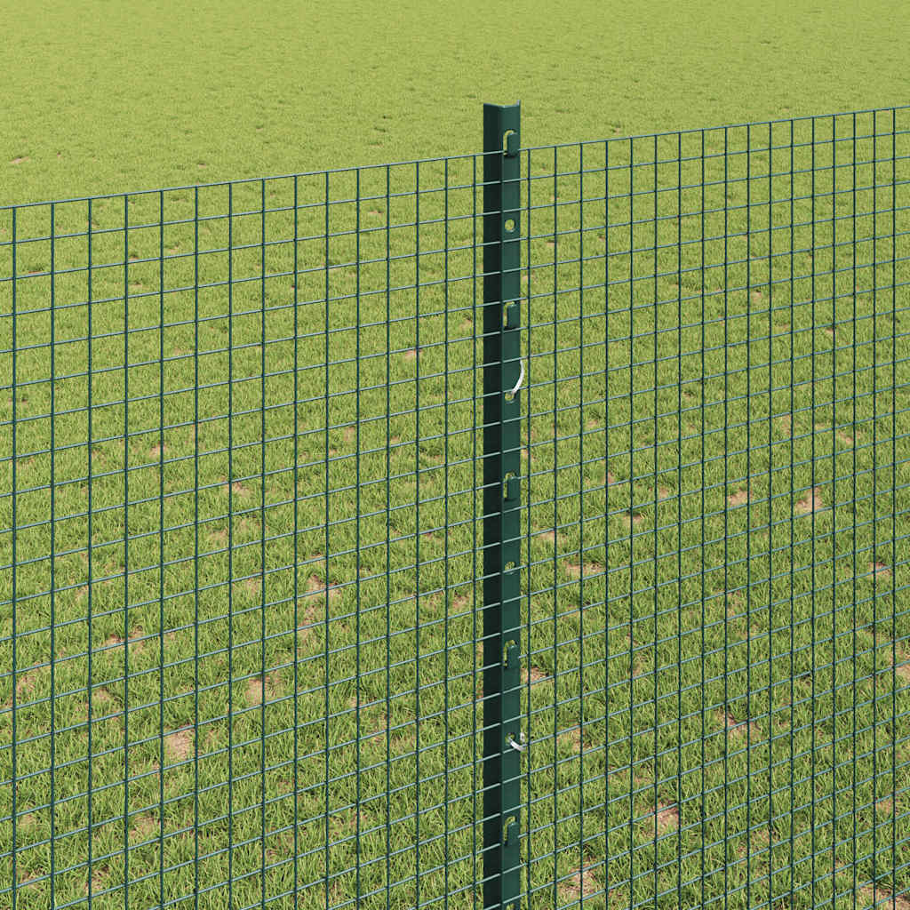 Fence with Posts Green 1.5 x 25 m Steel