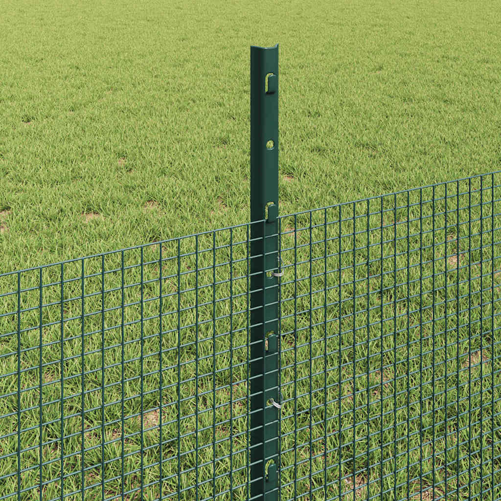 Fence with Posts Green 0.5 x 50 m Steel