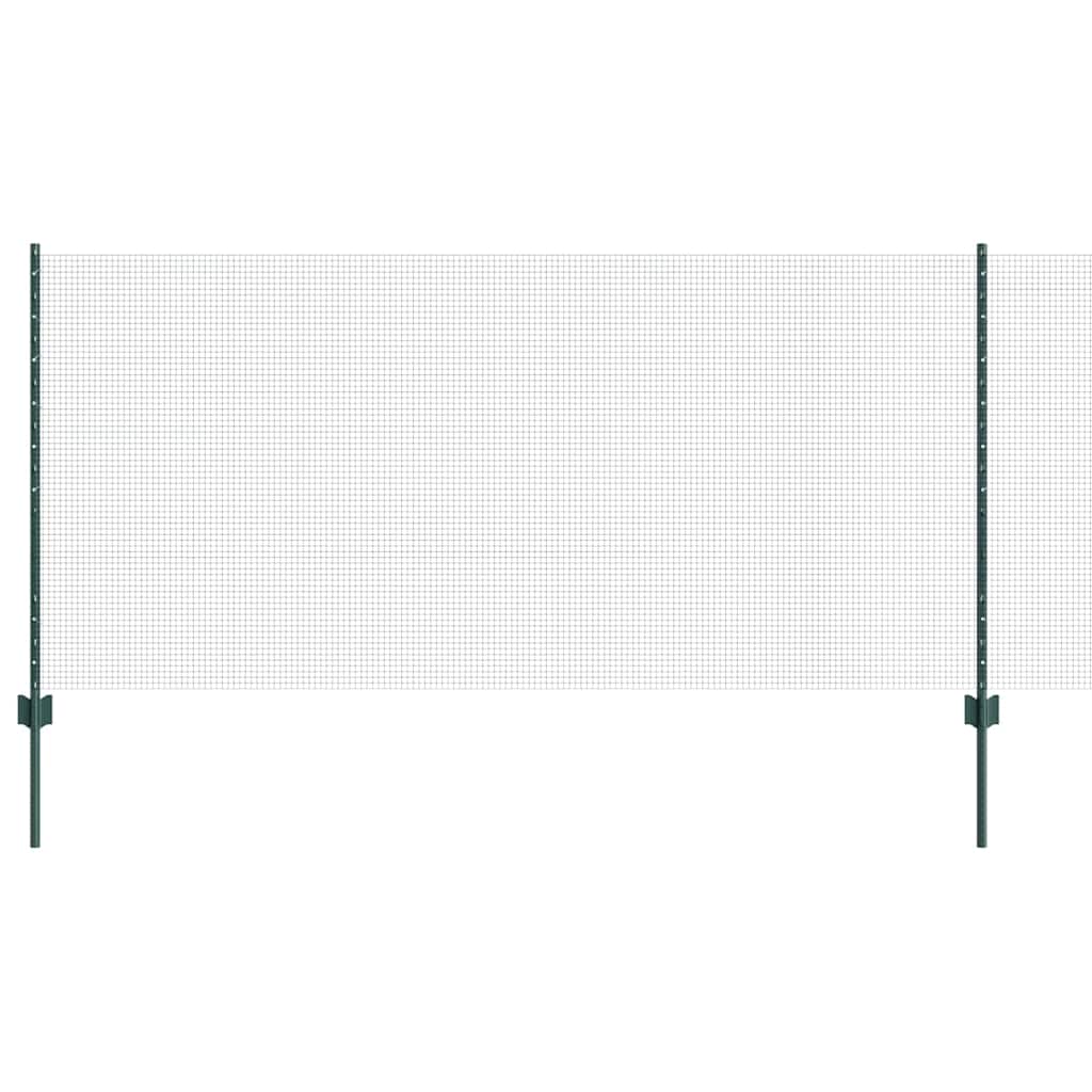 Fence with Posts Green 1 x 50 m Steel
