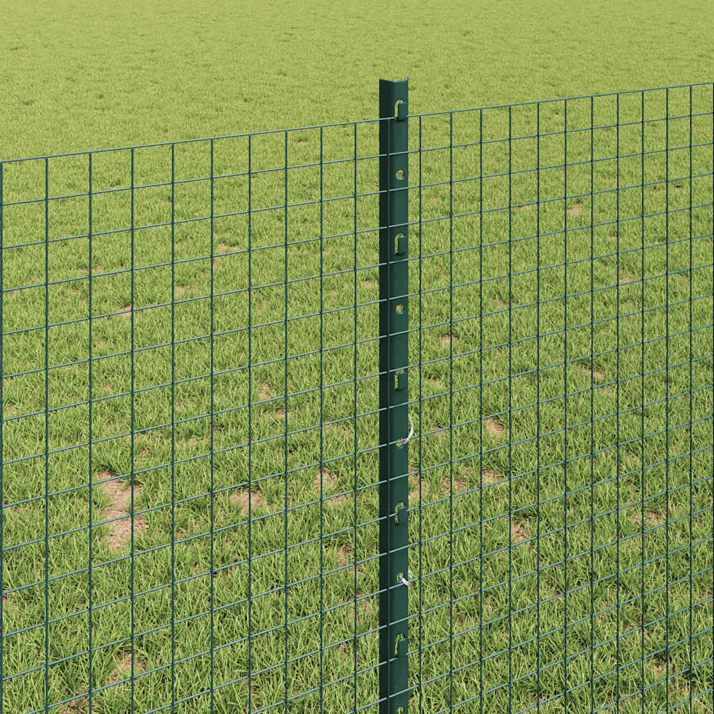 Fence with Posts Green 1 x 50 m Steel