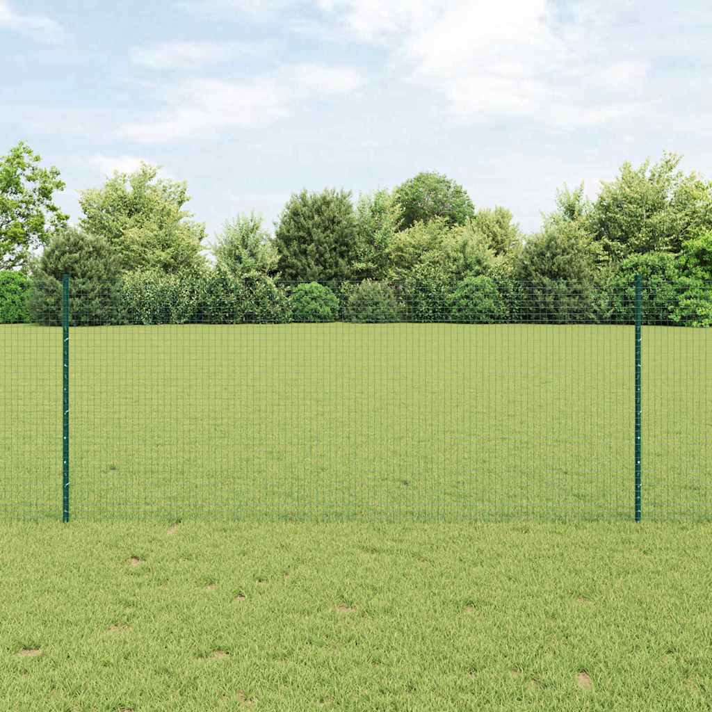 Fence with Posts Green 1 x 50 m Steel