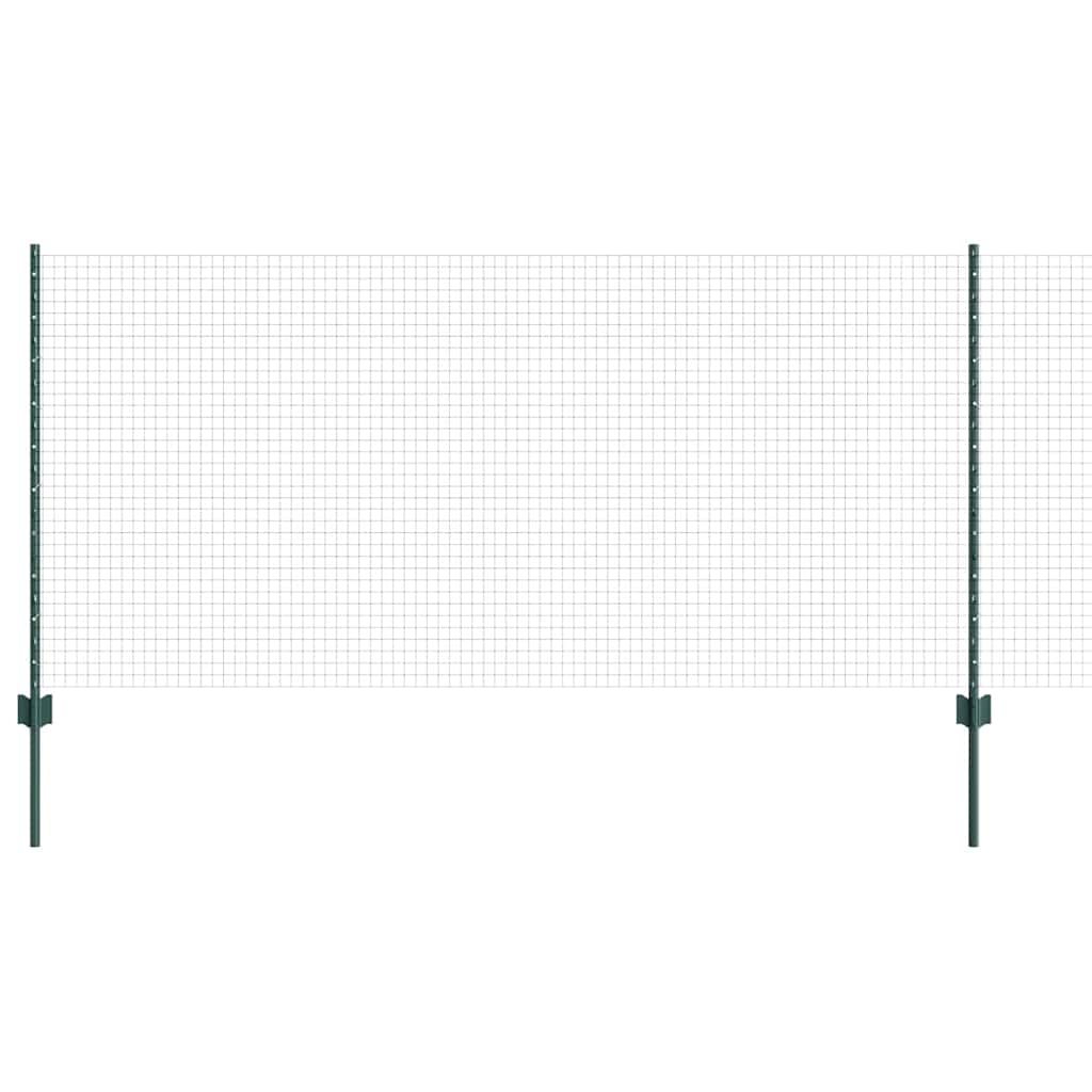 Fence with Posts Green 1 x 50 m Steel