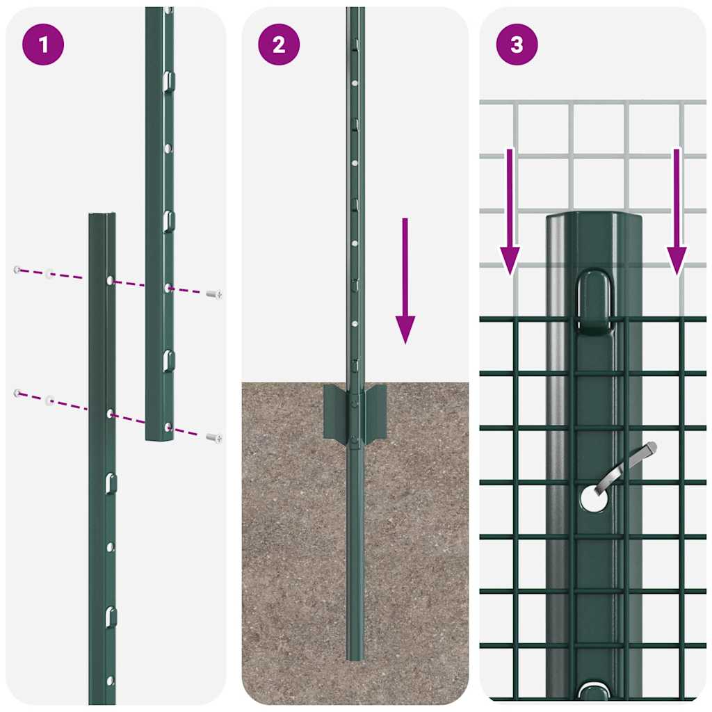 Fence with Posts Green 1.4 x 50 m Steel