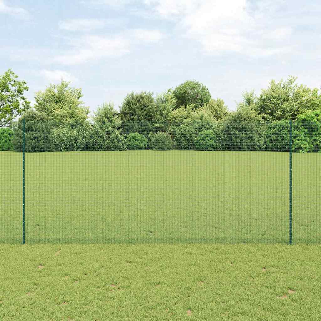 Fence with Posts Green 1.4 x 50 m Steel