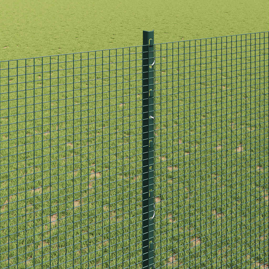 Fence with Posts Green 1.5 x 50 m Steel