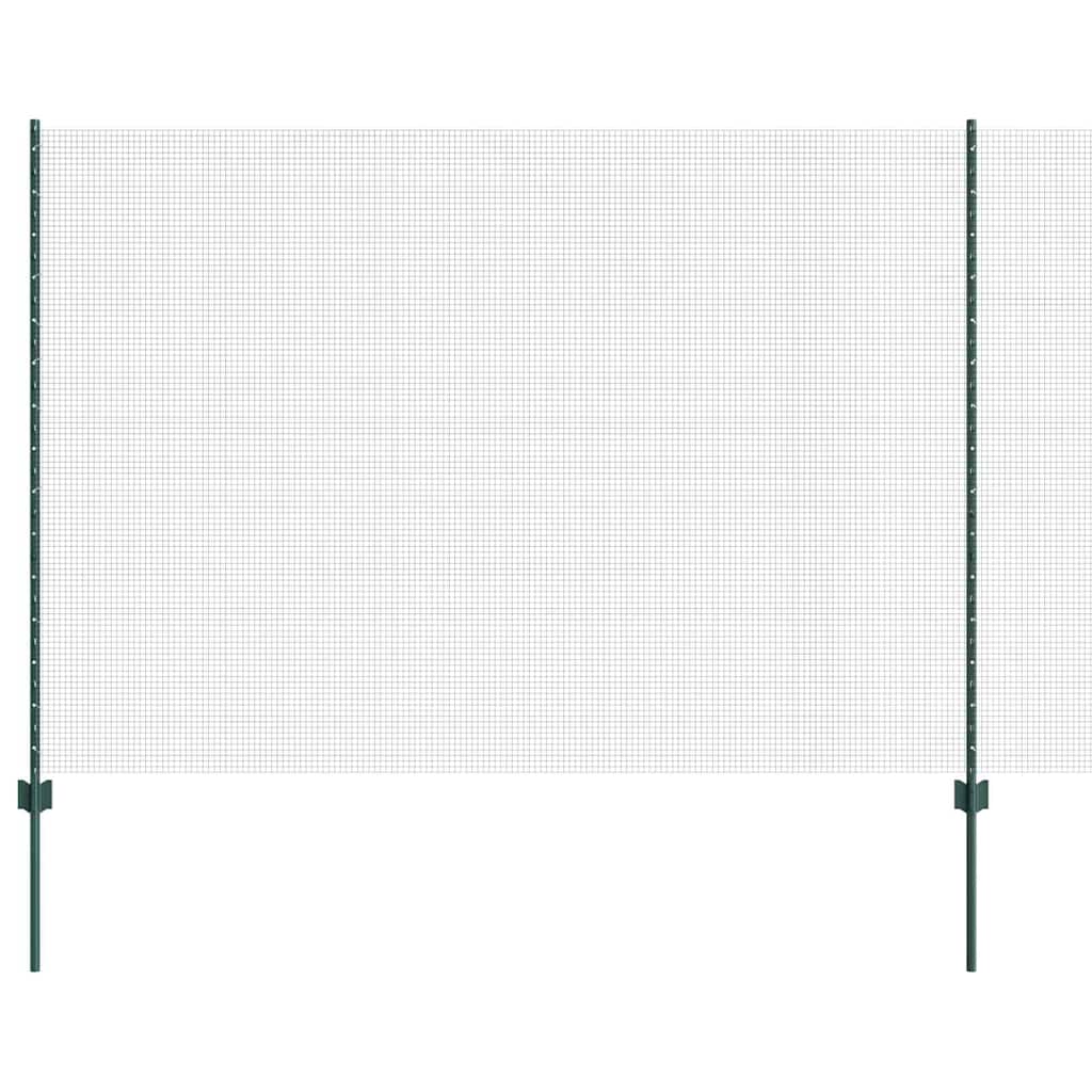 Fence with Posts Green 1.5 x 50 m Steel