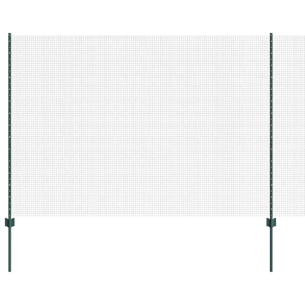 Fence with Posts Green 1.5 x 50 m Steel