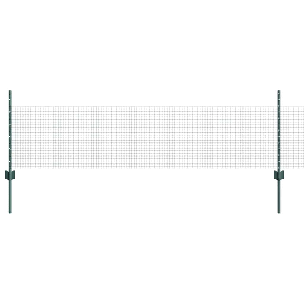Fence with Posts Green 0.5 x 100 m Steel