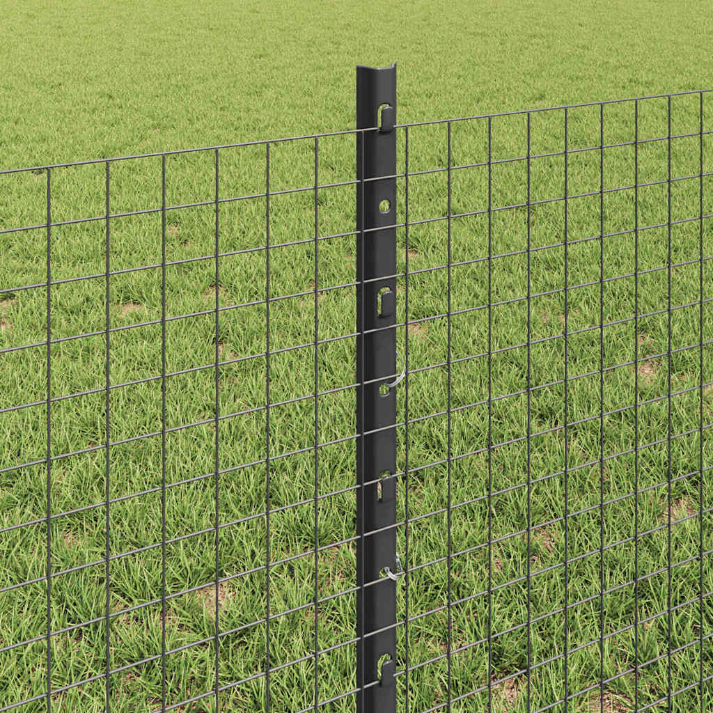 Fence with Posts Grey 0.6 x 10 m Steel