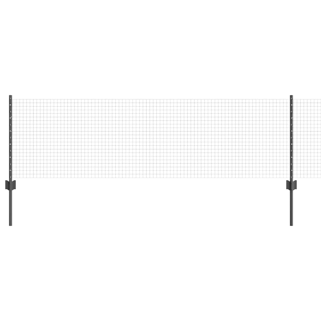 Fence with Posts Grey 0.6 x 10 m Steel