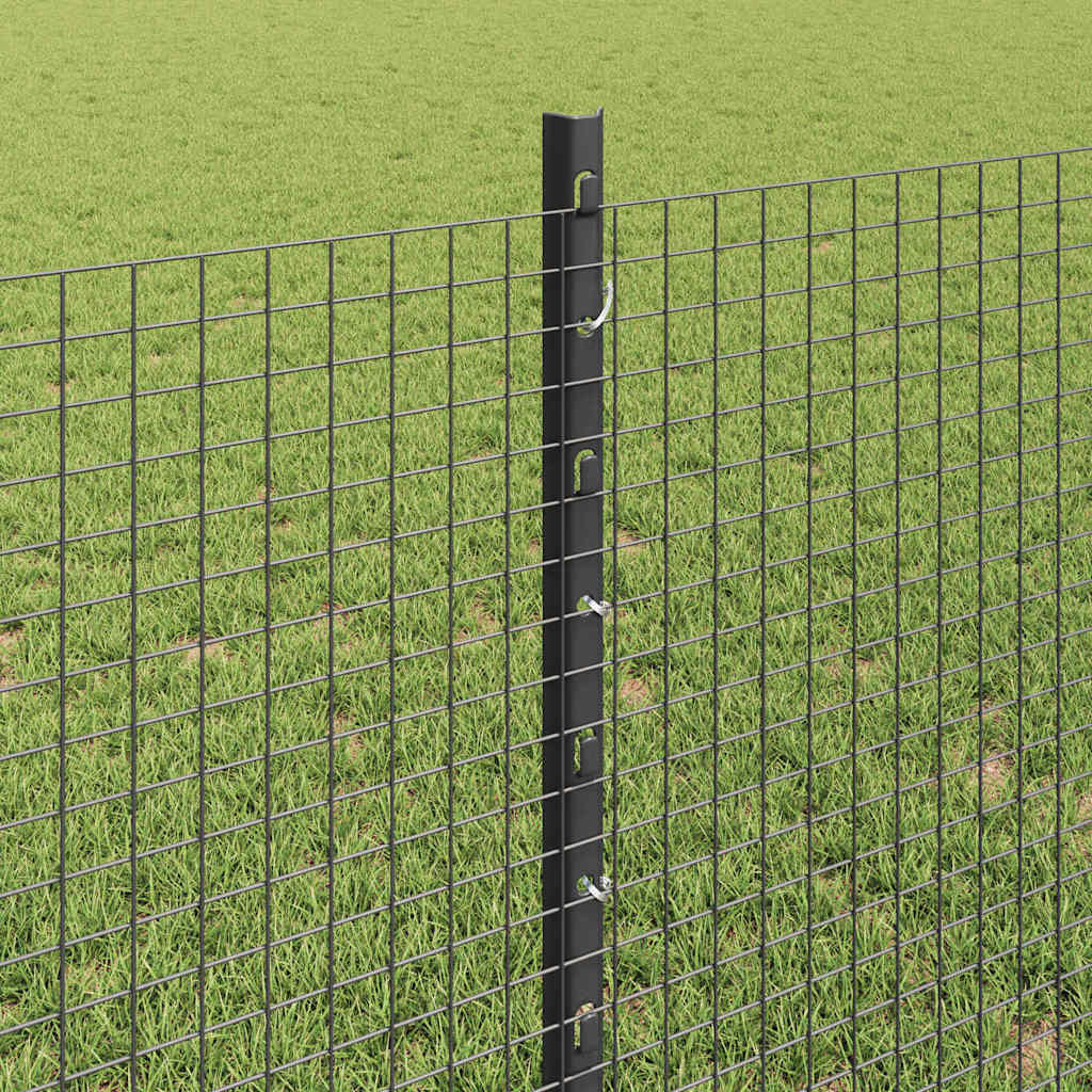 Fence with Posts Grey 0.8 x 10 m Steel