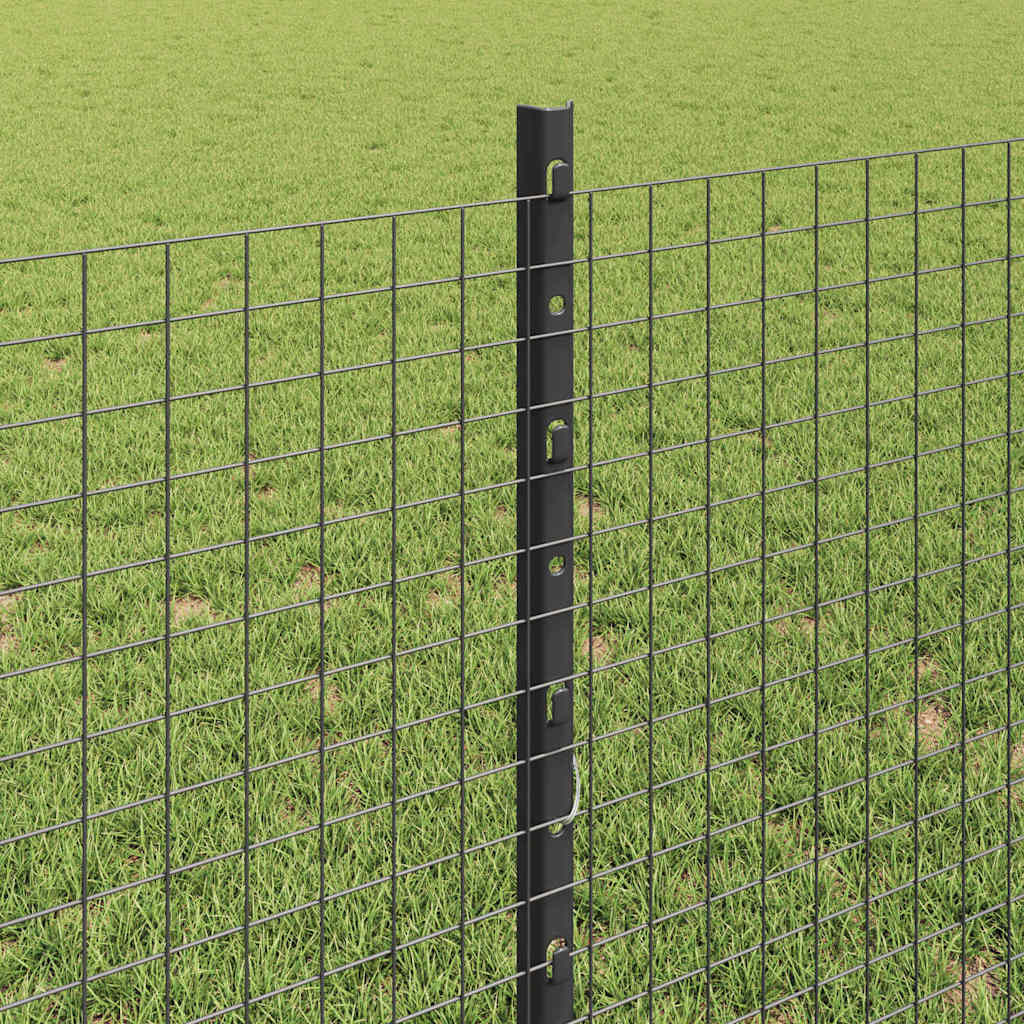 Fence with Posts Grey 0.8 x 10 m Steel