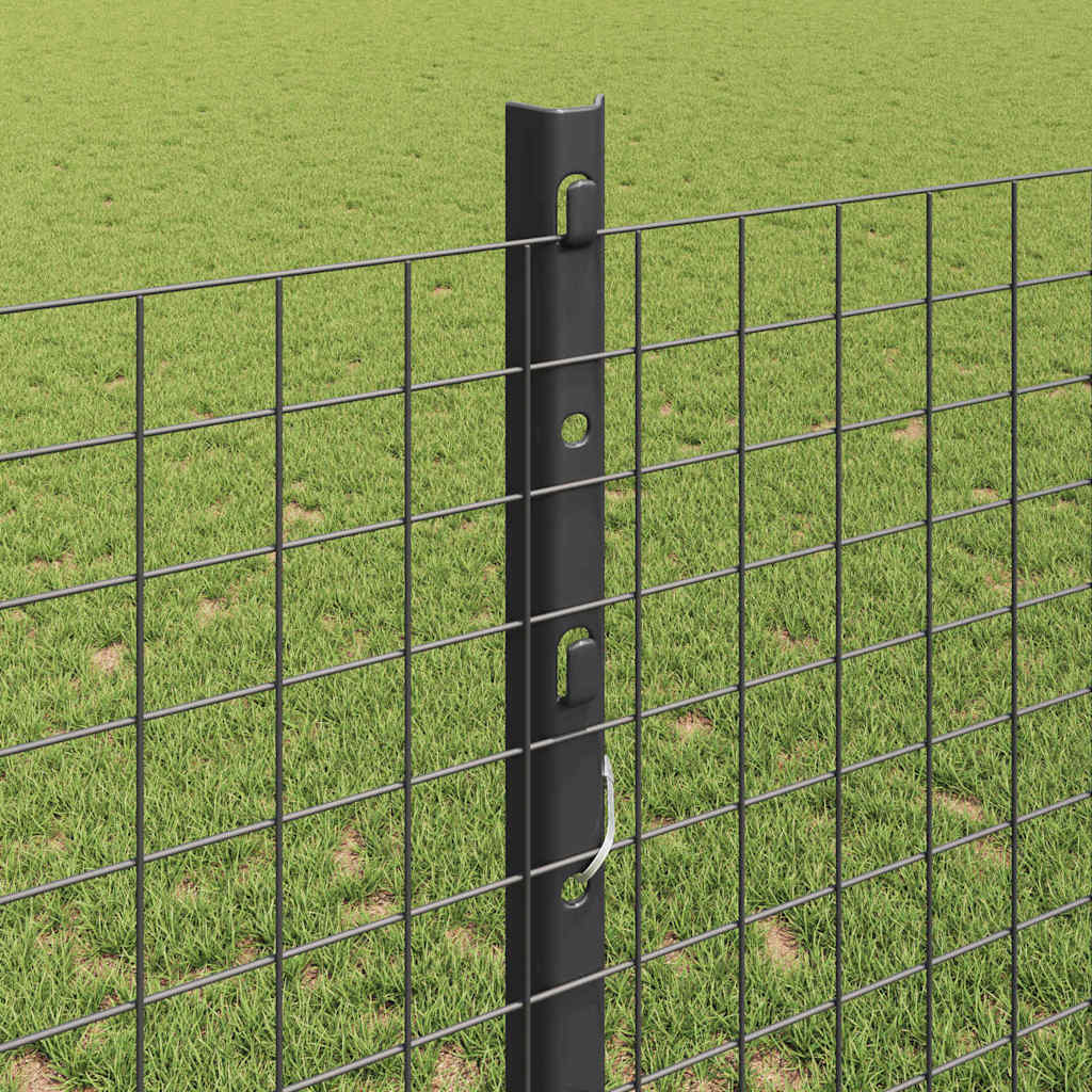 Fence with Posts Grey 1.2 x 10 m Steel