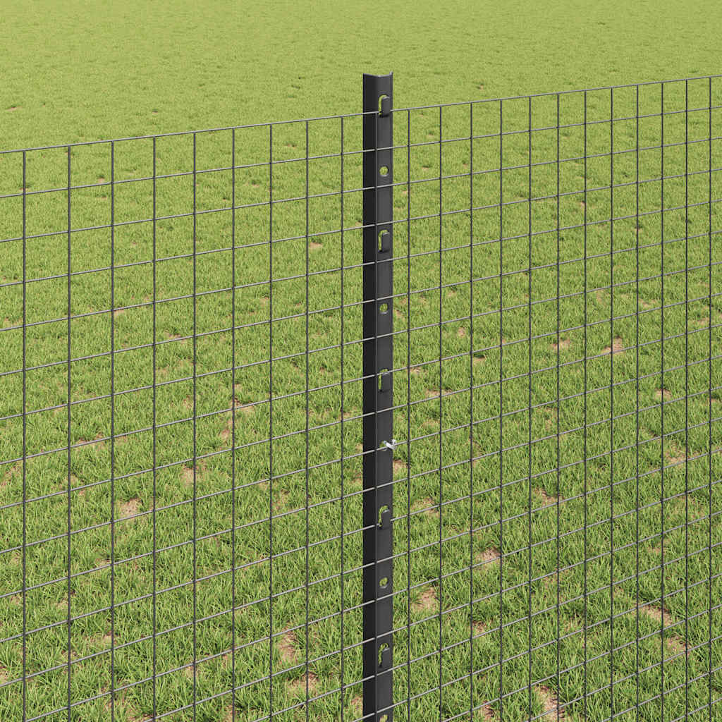 Fence with Posts Grey 1.4 x 10 m Steel