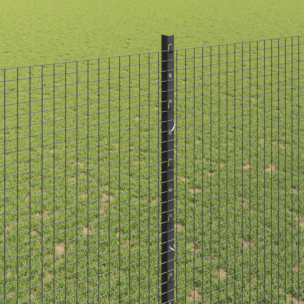 Fence with Posts Grey 1.5 x 10 m Steel