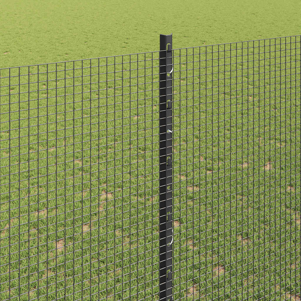 Fence with Posts Grey 1.6 x 10 m Steel