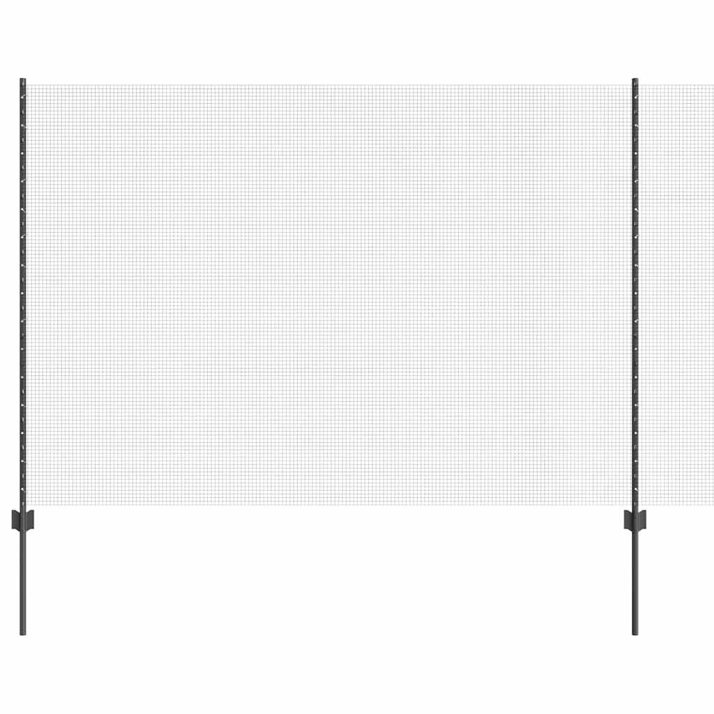 Fence with Posts Grey 1.6 x 10 m Steel