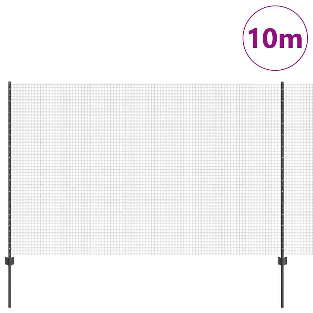 Fence with Posts Grey 1.6 x 10 m Steel