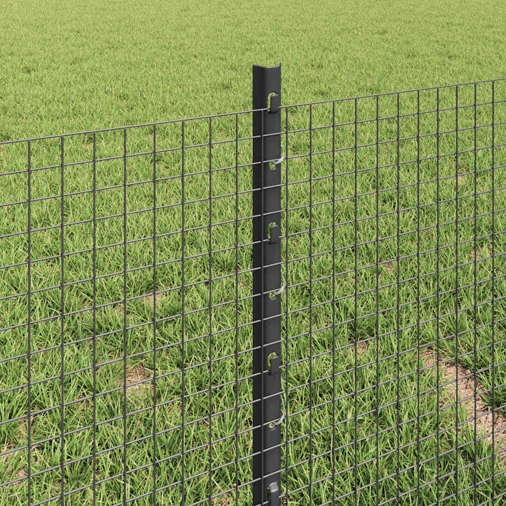 Fence with Posts Grey 0.4 x 25 m Steel