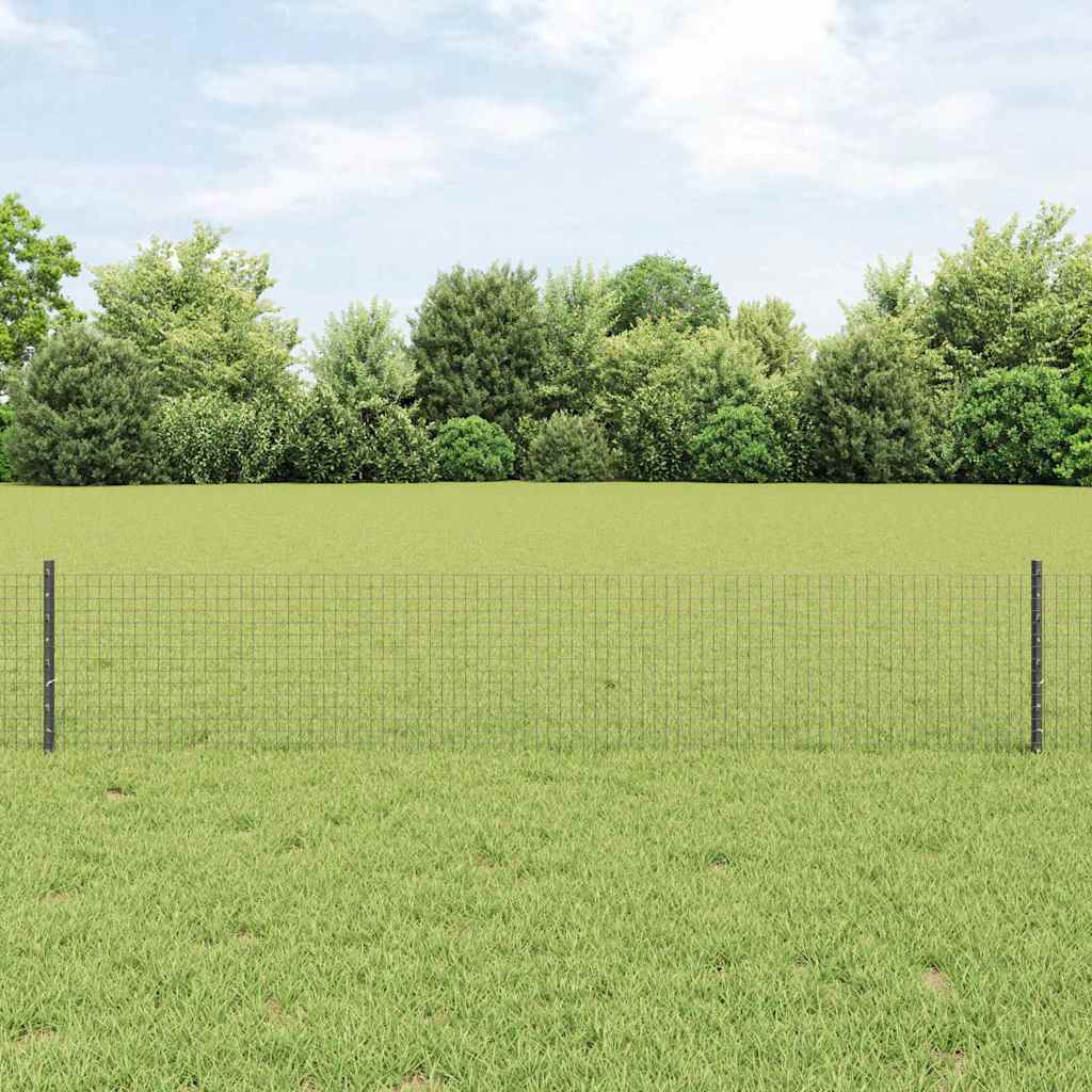 Fence with Posts Grey 0.4 x 25 m Steel