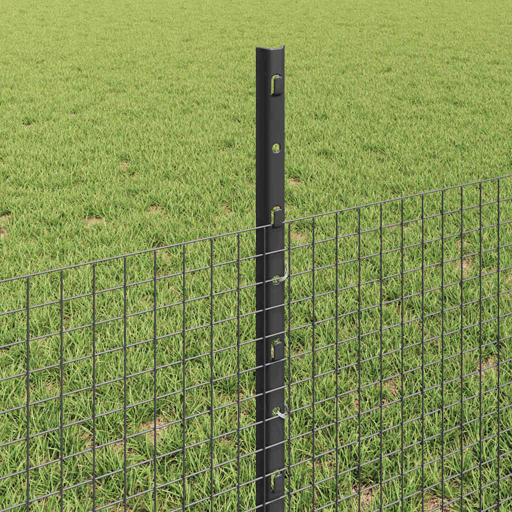 Fence with Posts Grey 0.5 x 25 m Steel