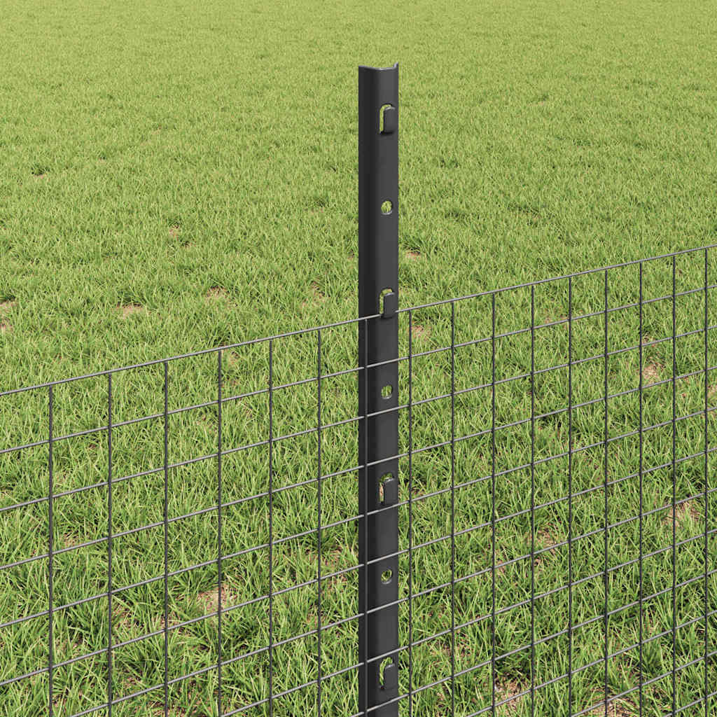 Fence with Posts Grey 0.5 x 25 m Steel