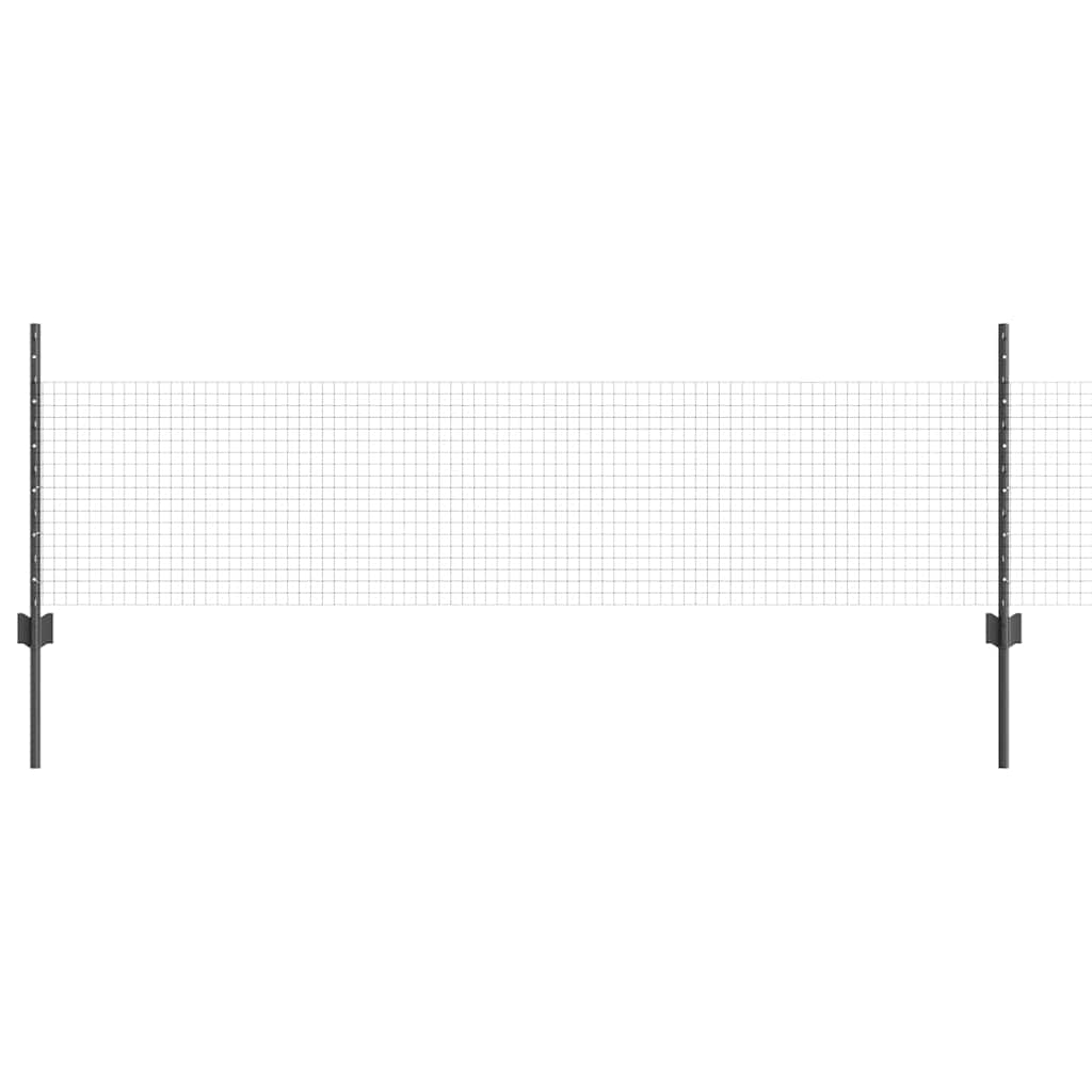 Fence with Posts Grey 0.5 x 25 m Steel
