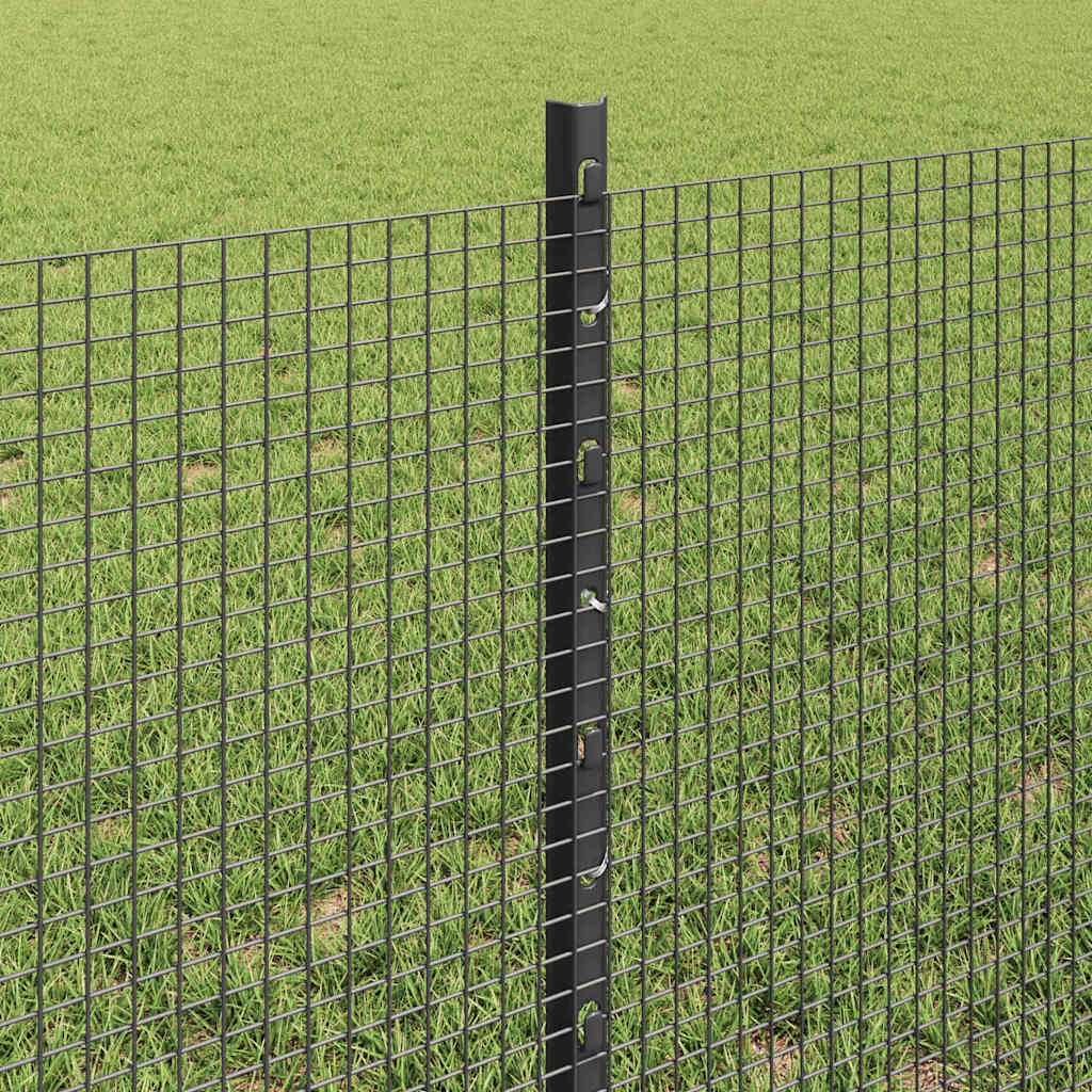 Fence with Posts Grey 0.6 x 25 m Steel