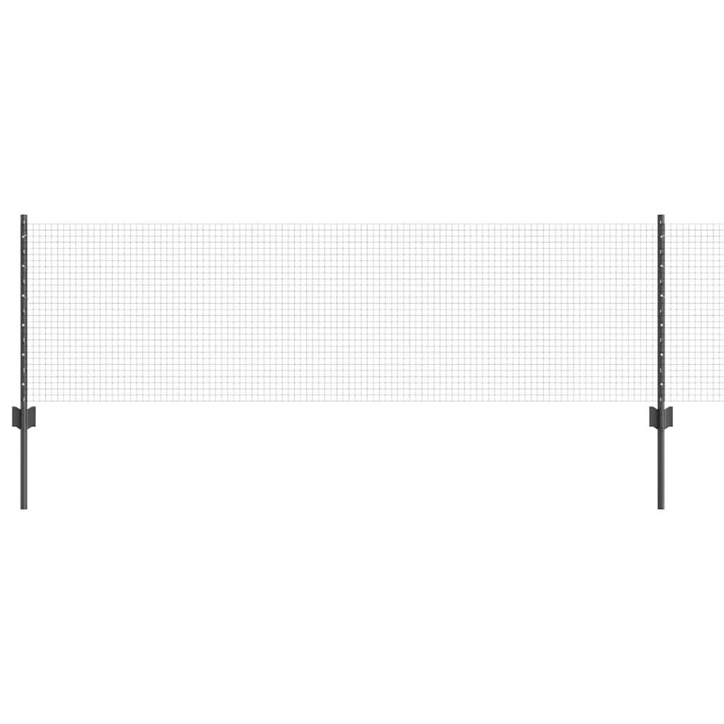 Fence with Posts Grey 0.6 x 25 m Steel