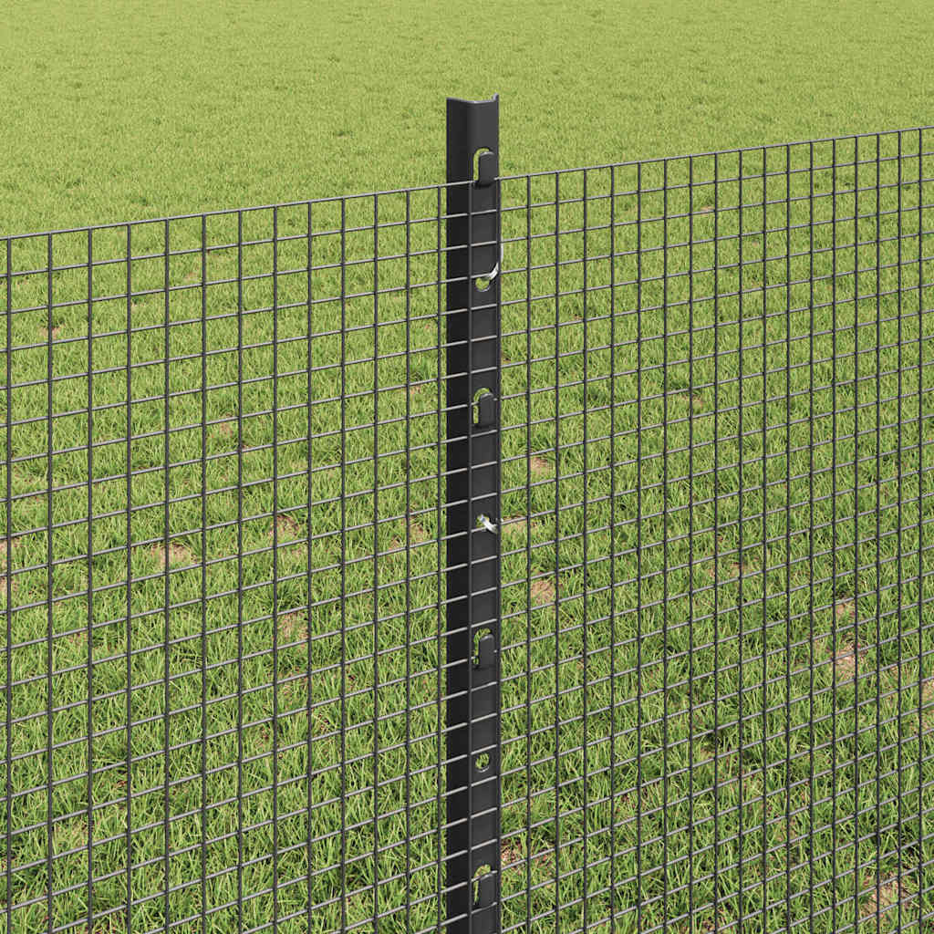 Fence with Posts Grey 0.8 x 25 m Steel