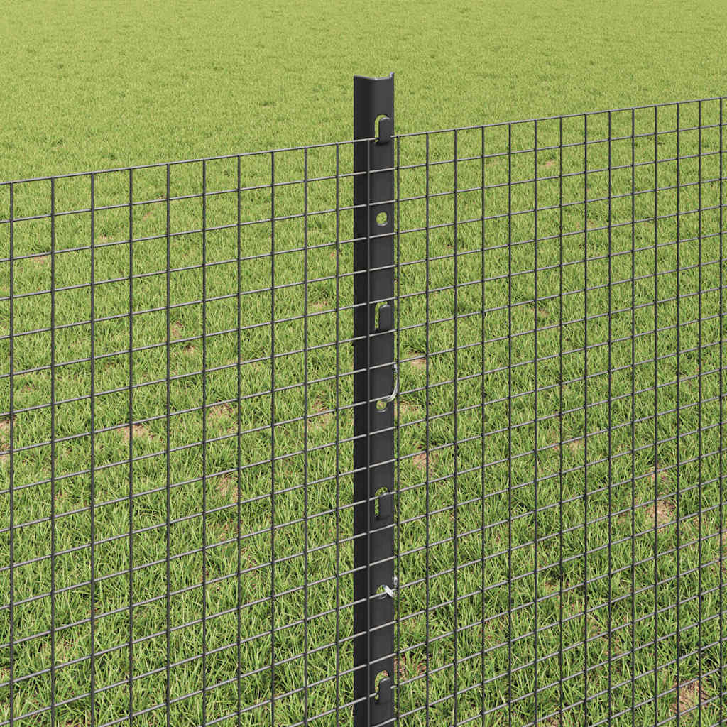 Fence with Posts Grey 0.8 x 25 m Steel