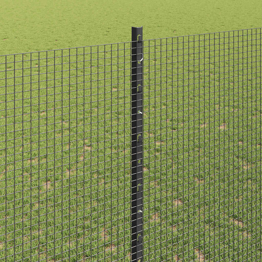 Fence with Posts Grey 1.4 x 25 m Steel