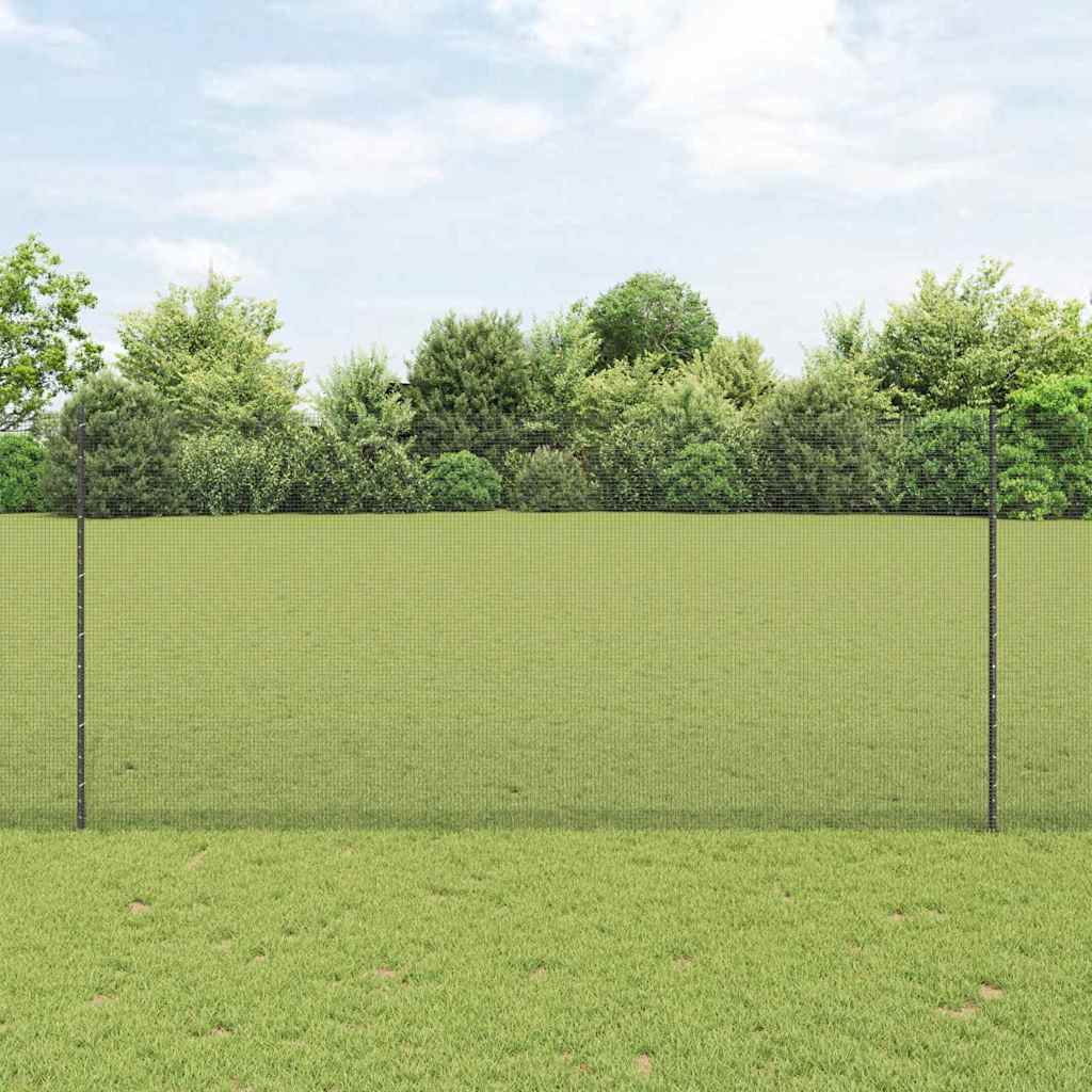 Fence with Posts Grey 1.4 x 25 m Steel