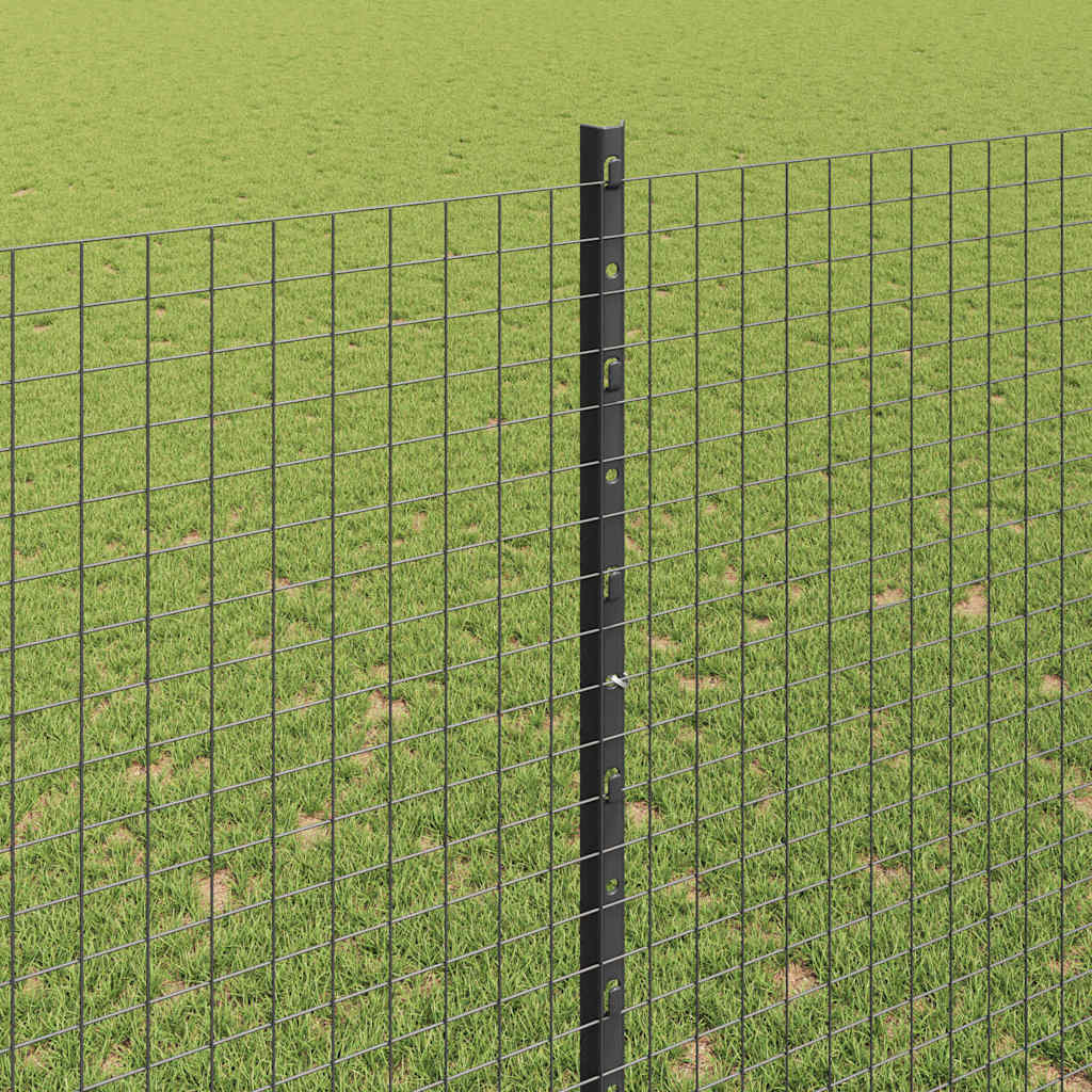 Fence with Posts Grey 1.5 x 25 m Steel