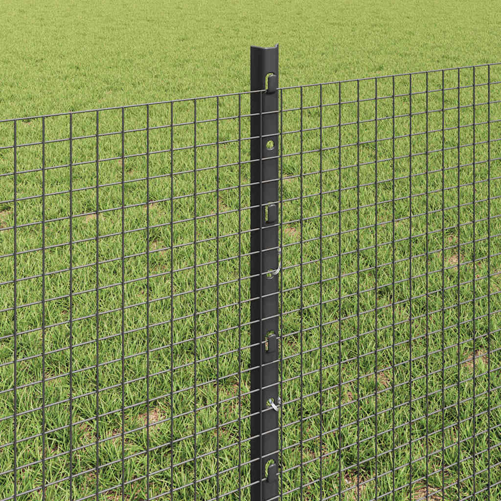 Fence with Posts Grey 0.6 x 50 m Steel