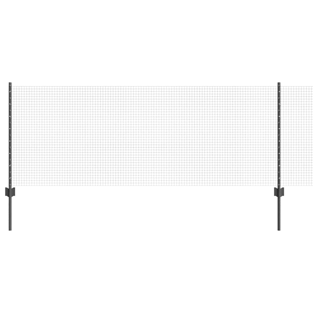 Fence with Posts Grey 0.8 x 50 m Steel