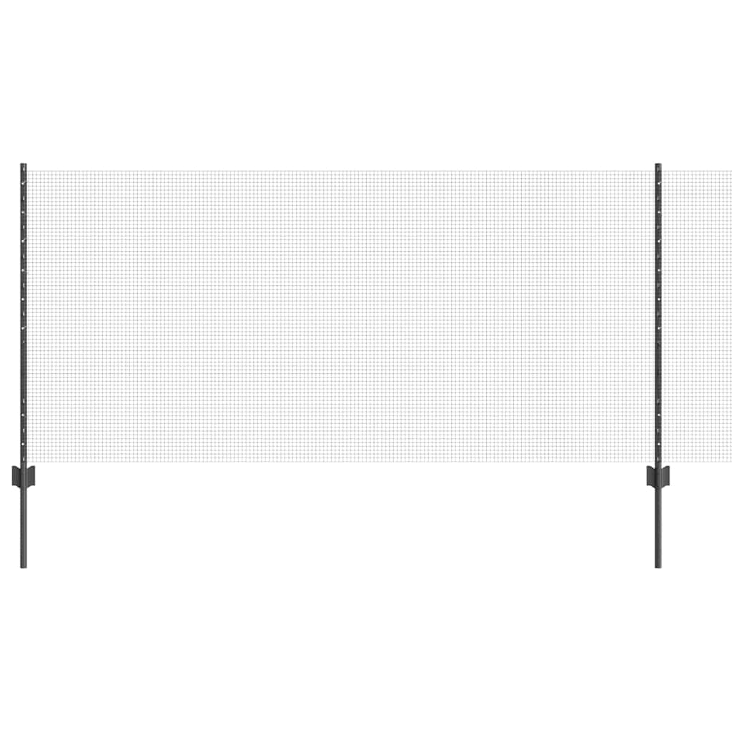 Fence with Posts Grey 1 x 50 m Steel
