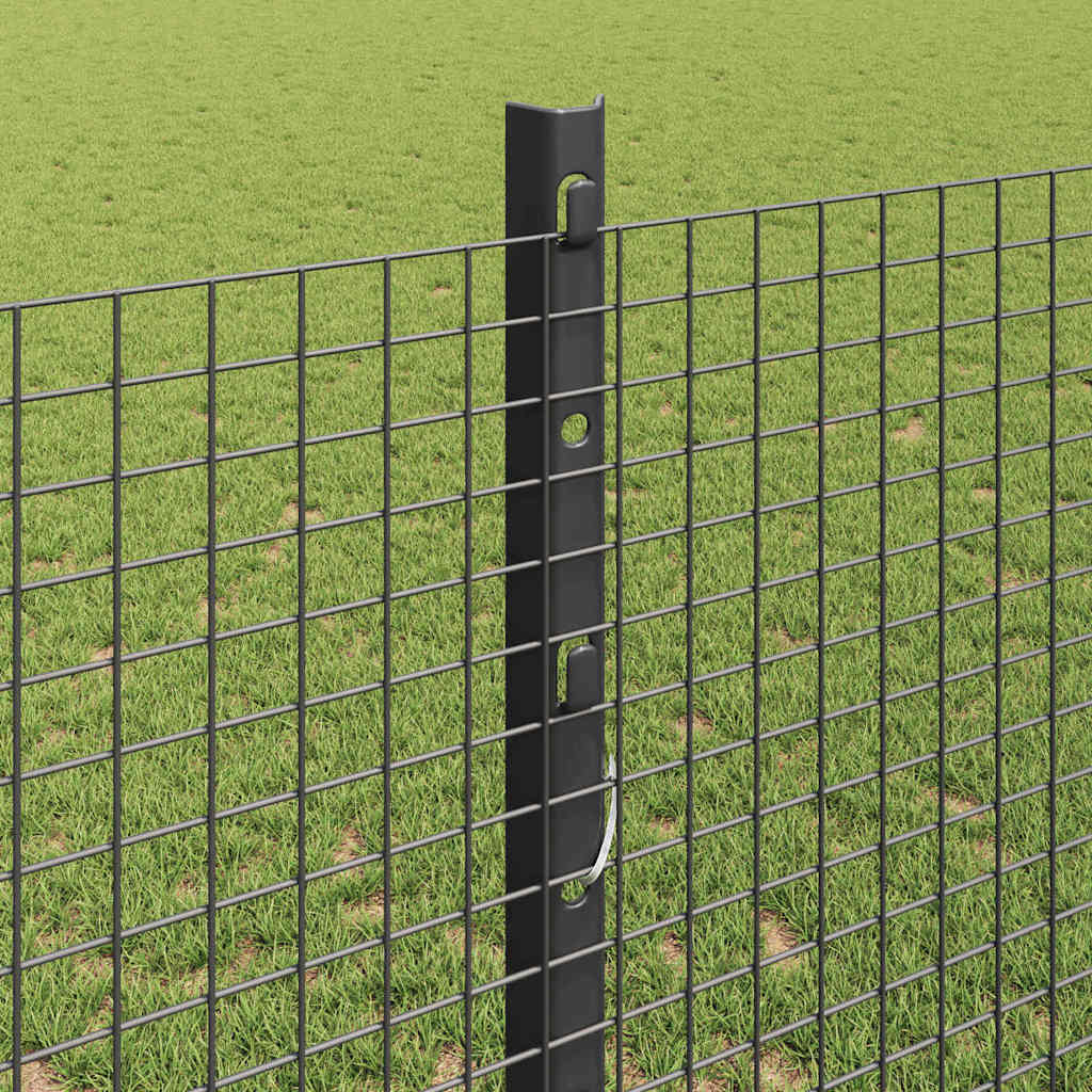 Fence with Posts Grey 1.2 x 50 m Steel