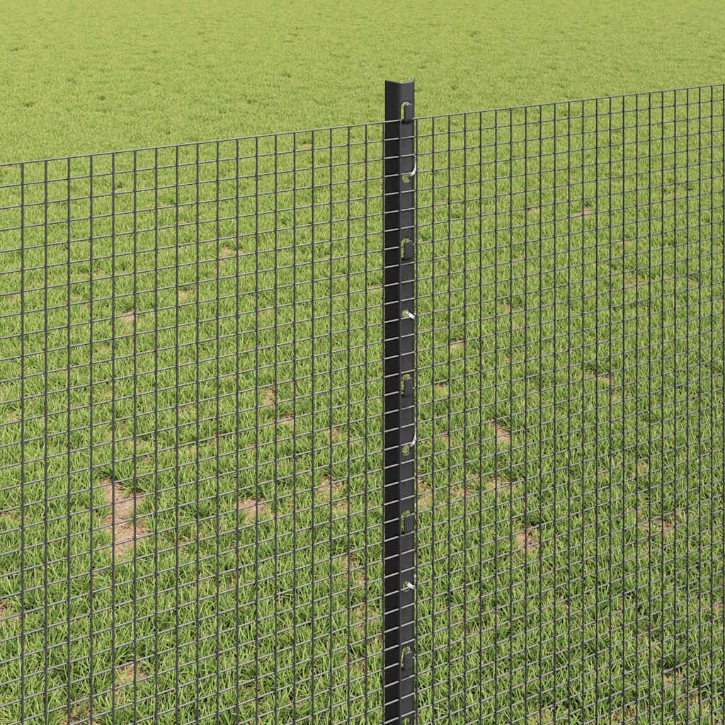 Fence with Posts Grey 1 x 100 m Steel