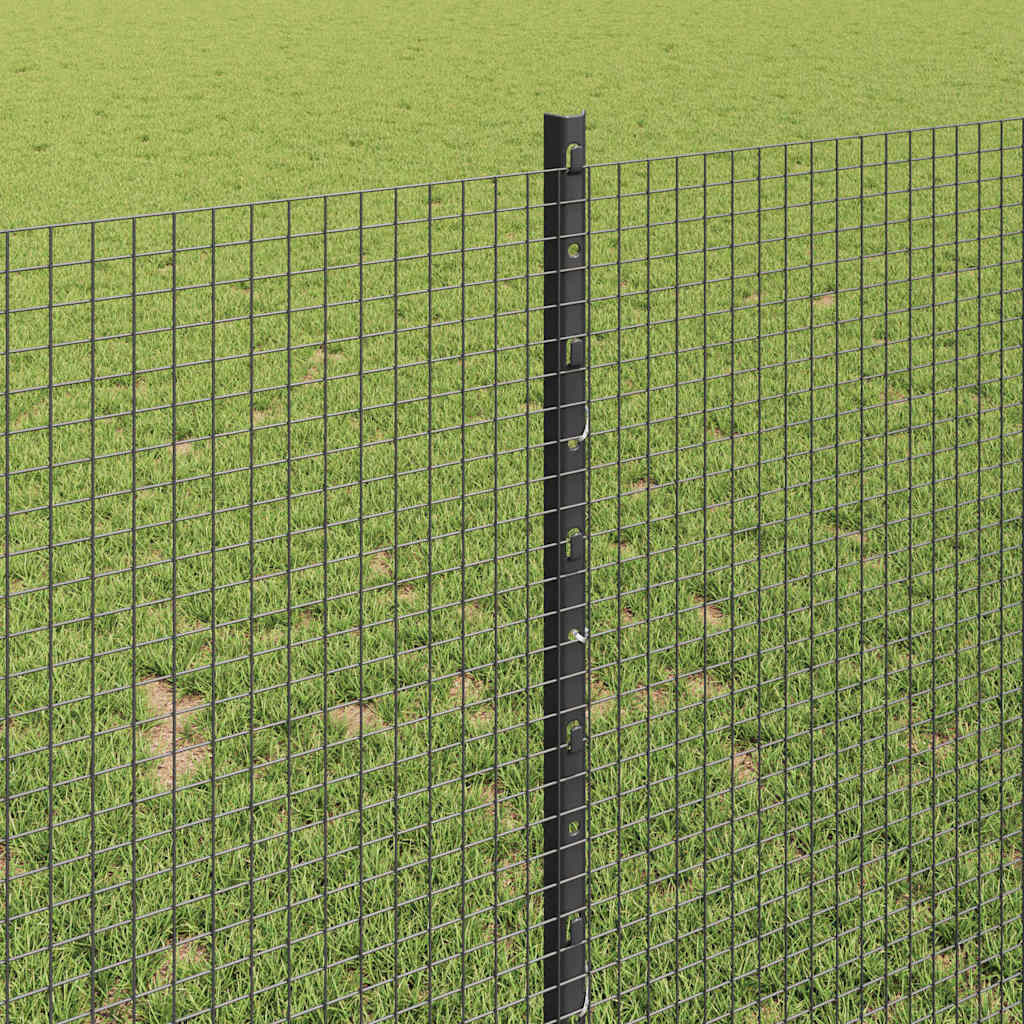 Fence with Posts Grey 1 x 100 m Steel