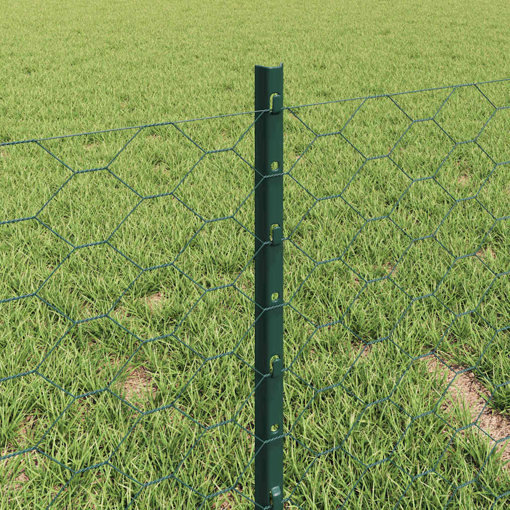 Fence with Posts Green 0.4 x 10 m Steel