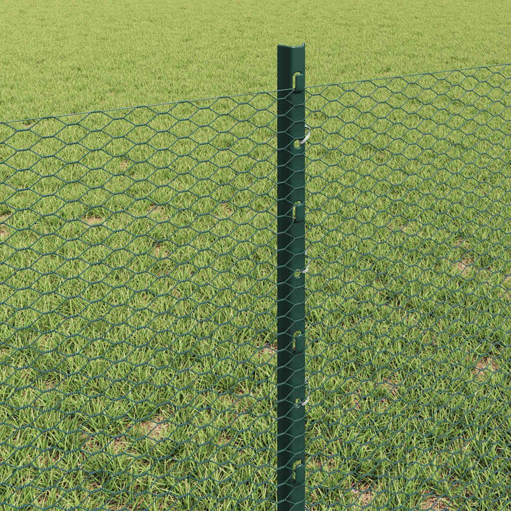 Fence with Posts Green 0.6 x 10 m Steel