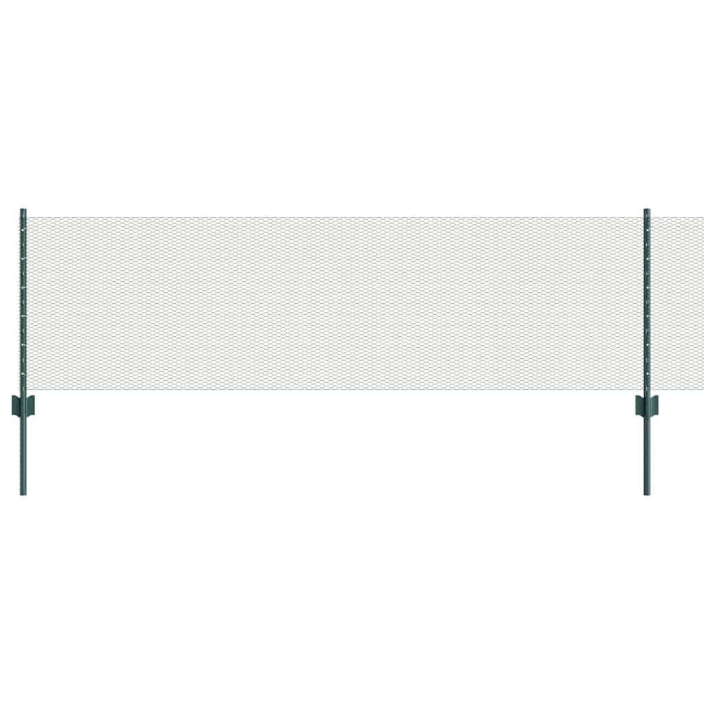 Fence with Posts Green 0.6 x 10 m Steel