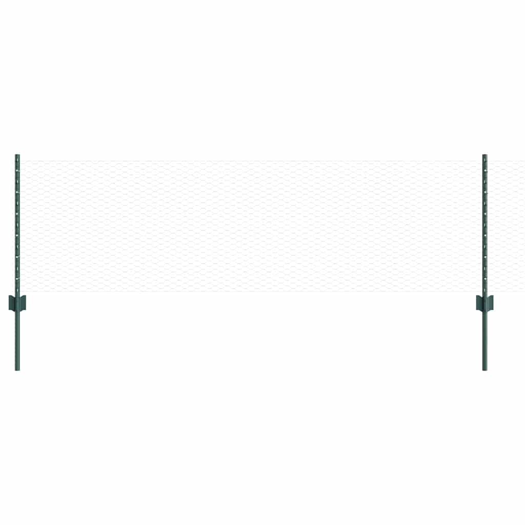 Fence with Posts Green 0.6 x 10 m Steel