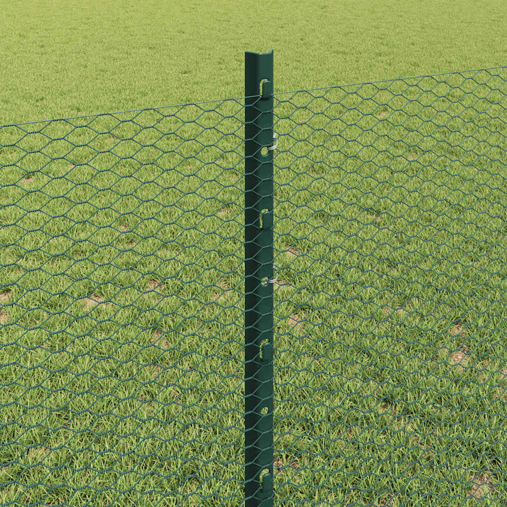 Fence with Posts Green 0.8 x 10 m Steel