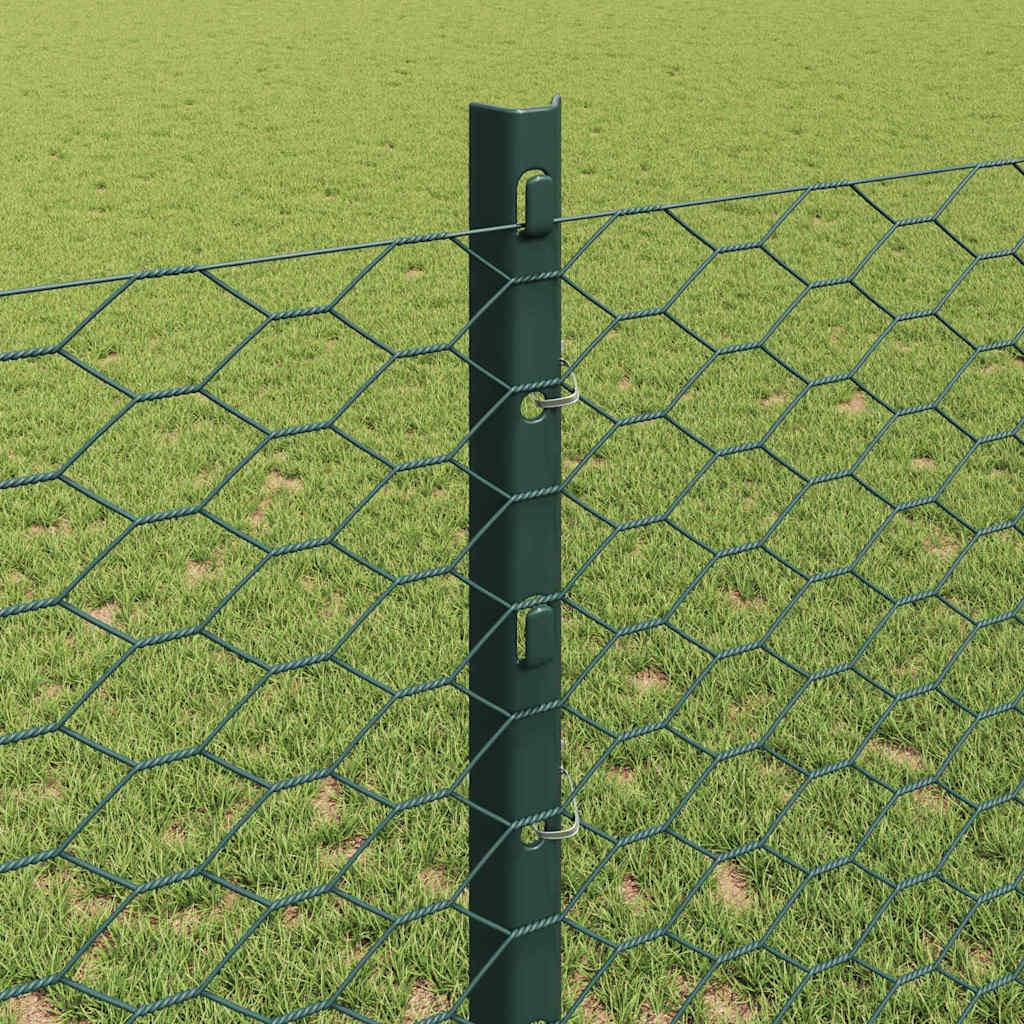 Fence with Posts Green 1.2 x 10 m Steel