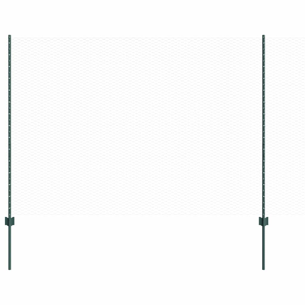 Fence with Posts Green 1.5 x 10 m Steel